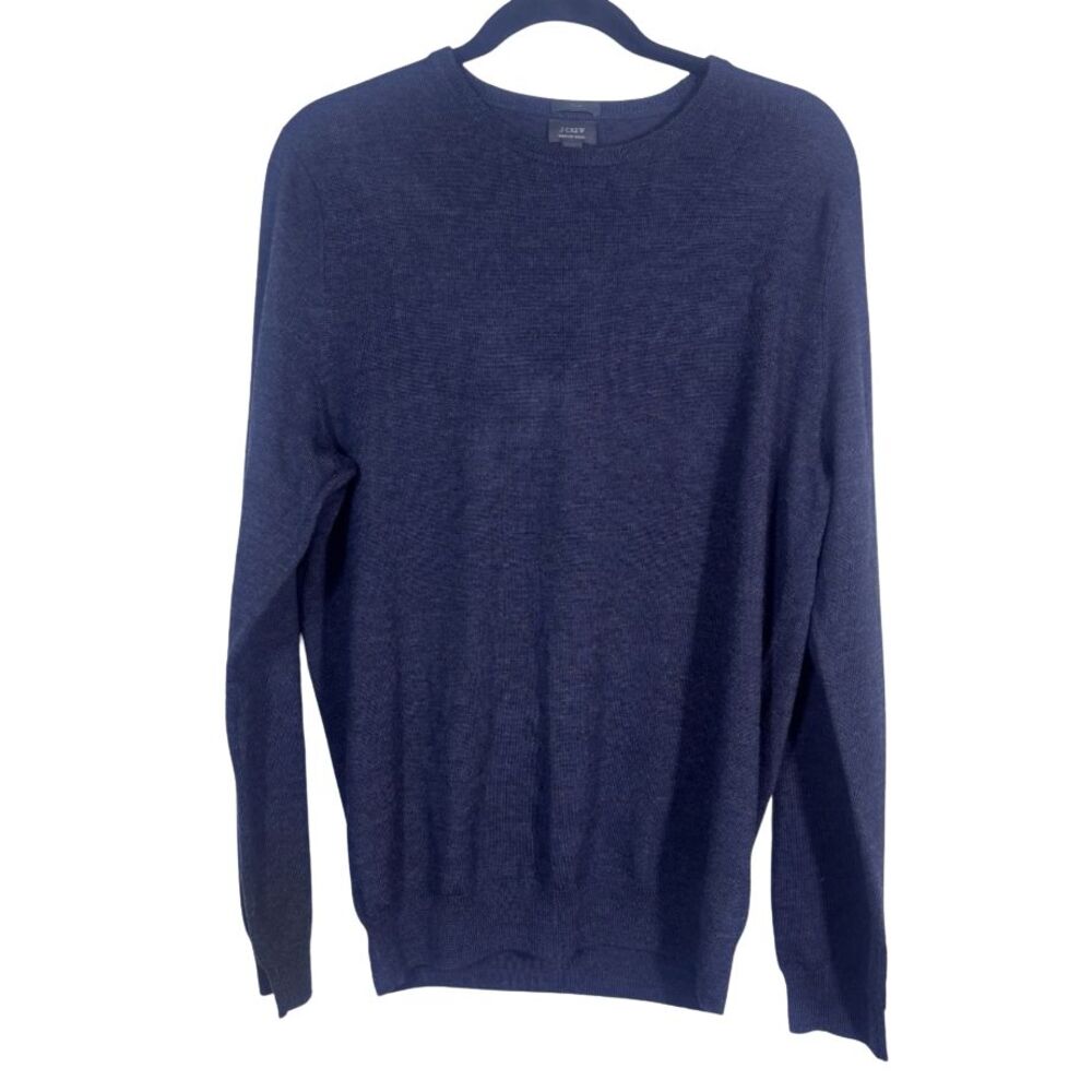 J.Crew Size L Mens Slim Fit Dark Gray Long Sleeve 100% Merino Wool Sweater - EUC